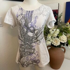 Harley-Davidson Fischer's Vienna Austria eagle graphic tee biker‎ womens t-shirt